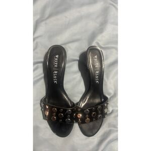 WHBM Studded Black Heeled Mules
